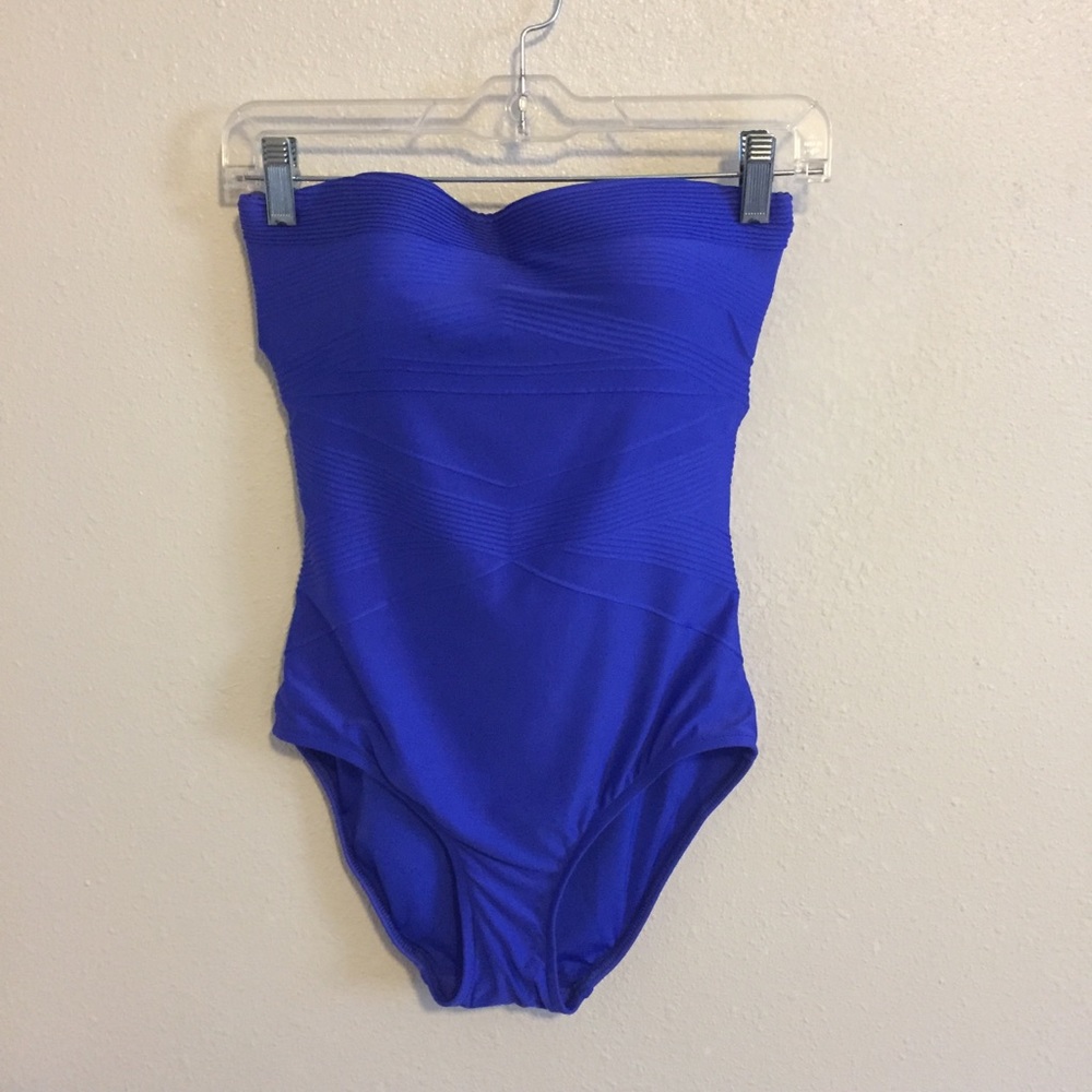 Badgley Mischka blue strapless bathing suit